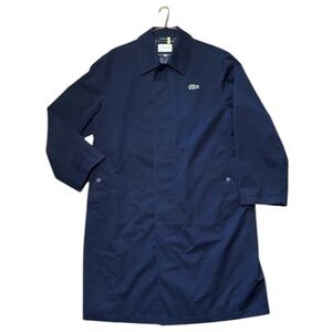 Lacoste Men's Navy Blue Trench Coat Full Length Button Mens Size XL / 2XL (E)